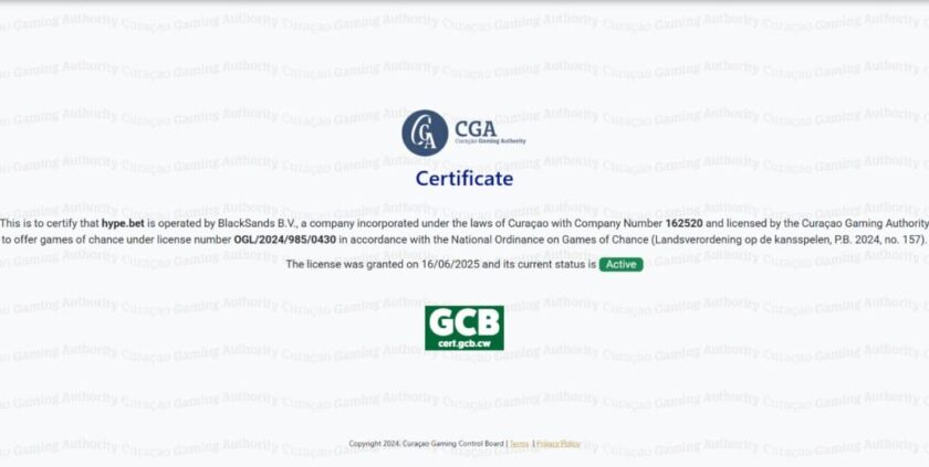 Hype.bet - License
