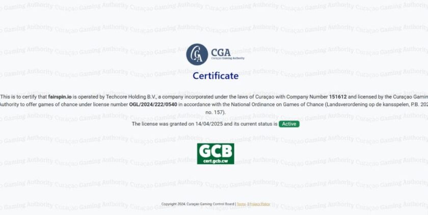 Fairspin Curacao License