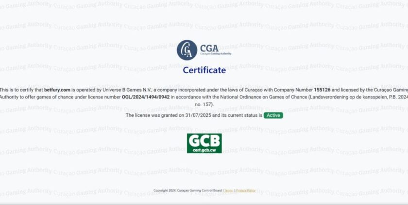 Betfury Curacao License