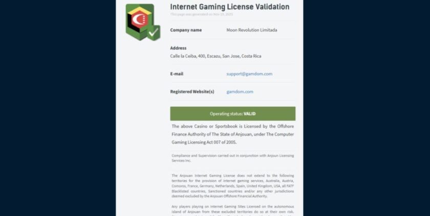 Gamdon - Anjouan License