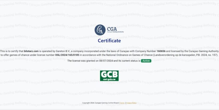 Bitstarz - Curacao License