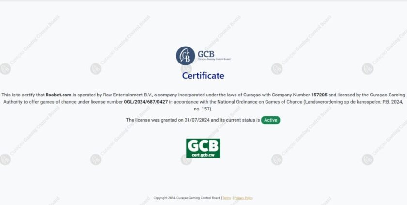 Roobet License 1