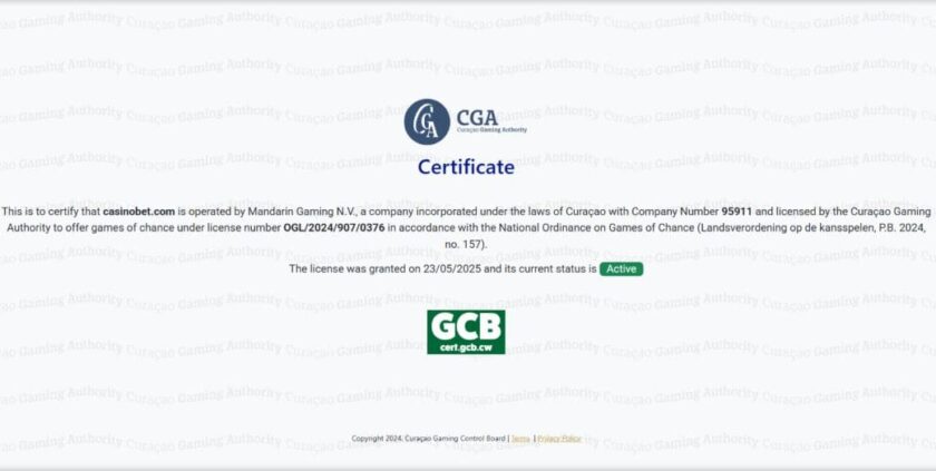 Casinobet - Curacao License