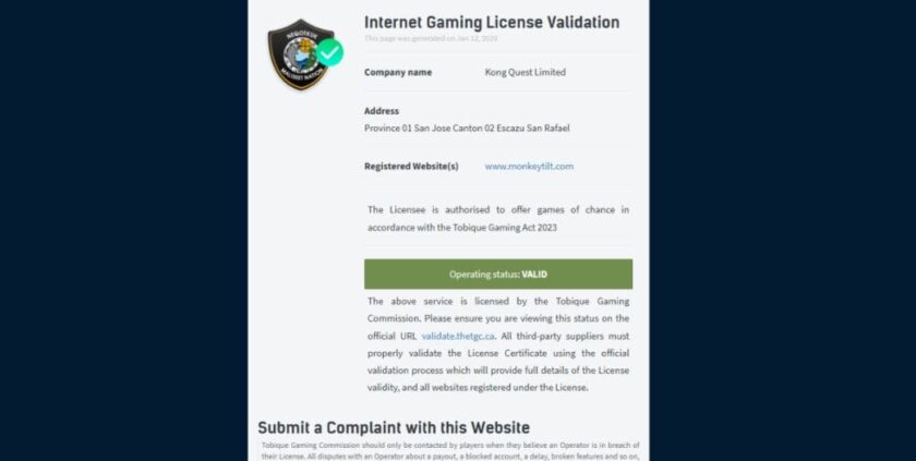 Monkey Tilt - Tobique License